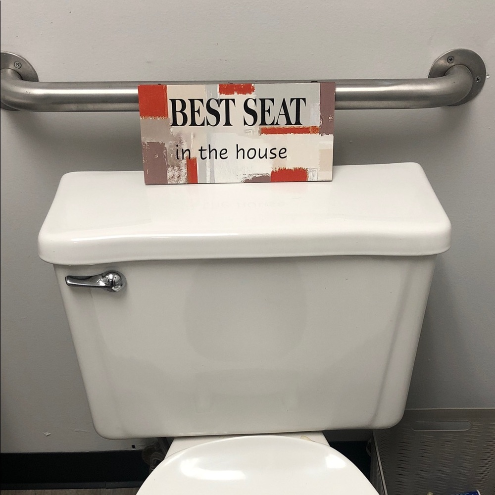 Bathroom Wall Sign - 'Best Seat' in Cream, Red & Tan